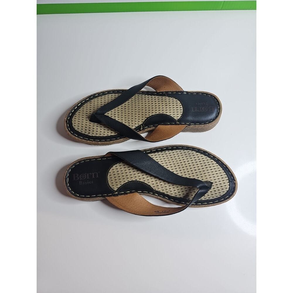 Born Bora Basics Leather Flip Flops Sandals Sz 9 (40.5) Dark Brown